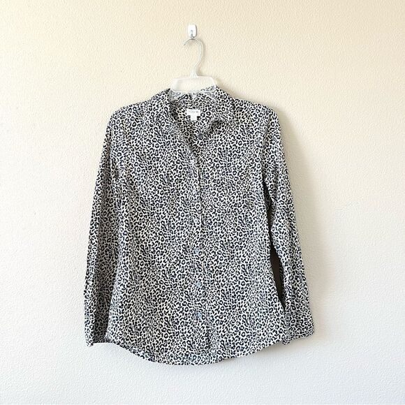 J. Crew Leopard Print Button Down Blouse - Picture 1 of 6